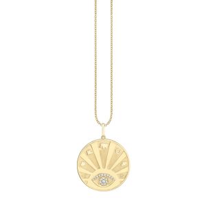 gold diamond eye luck with rays coin charm 1