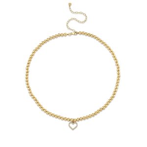 gold diamond heart choker 1