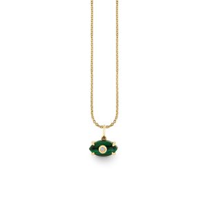 gold diamond medium carved stone bezel eye charm 1