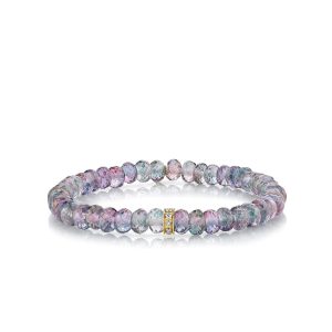 gold diamond wheel rondelle on mystic rainbow quartz 1