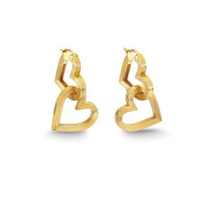gold fluted double heart hoops 1