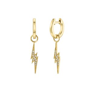 gold huggie hoop and lightning bolt charm hoops 1