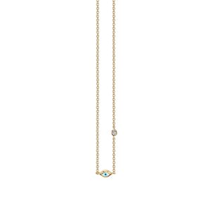 gold mini enamel eye necklace with bezel set diamond 1