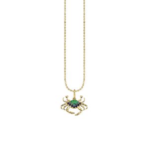 gold multicolor gemstone crab charm 1