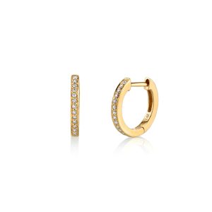 gold pav diamond 9mm huggie hoops 1