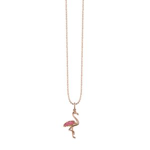gold pink sapphire flamingo charm 1