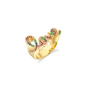 gold rainbow love script block signet ring 1