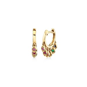gold rainbow marquise eye fringe huggies 1