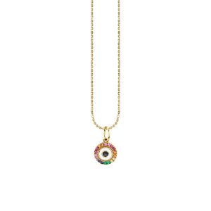 gold rainbow small enamel round eye charm 1
