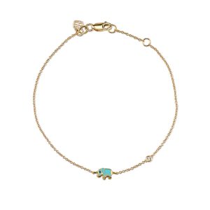 gold turquoise mini enamel elephant bracelet 1