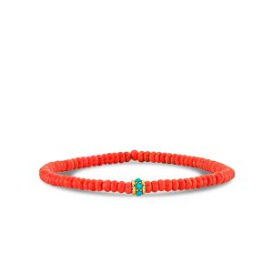 gold turquoise scallop rondelle on red sea bamboo 1