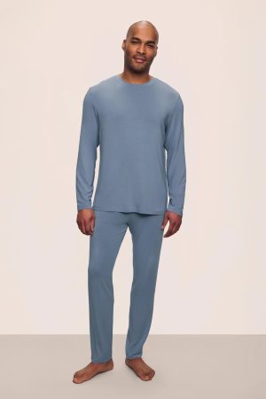 henry tencel modal long sleeve crew pj set 1