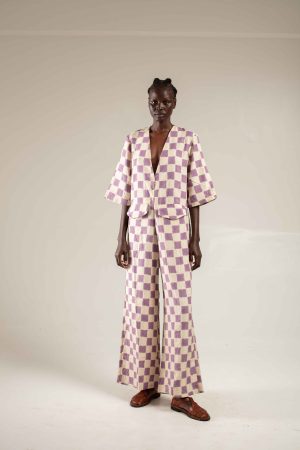 jumpsuit lilac check 1