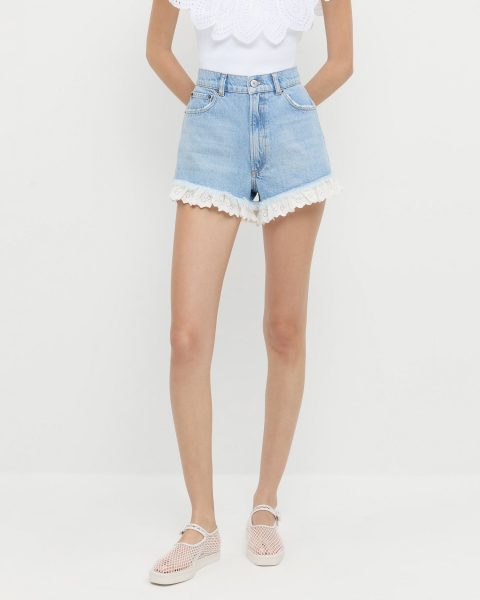 kay lace trimmed denim shorts 1