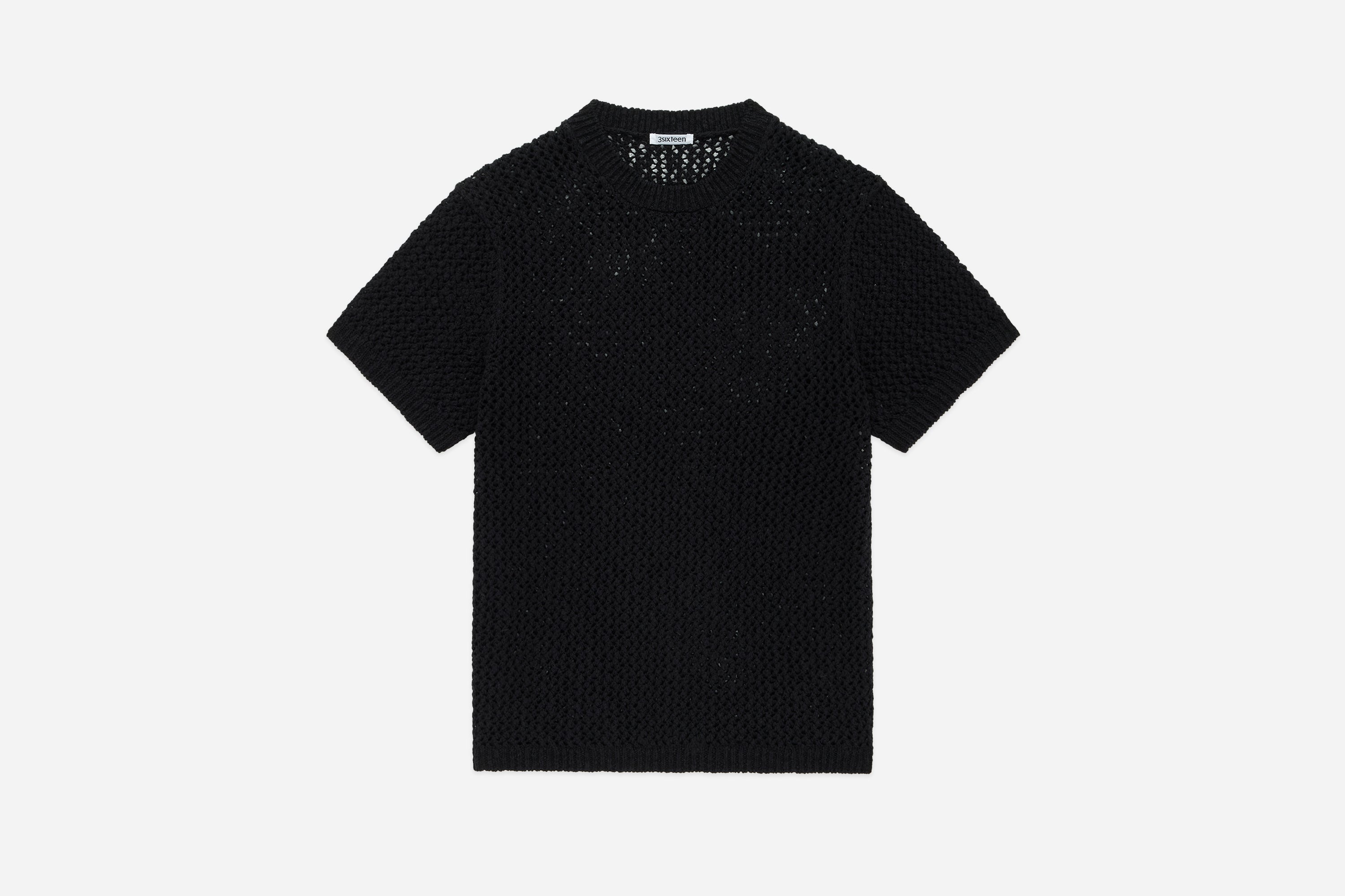 knit t shirt black flamme mesh 1