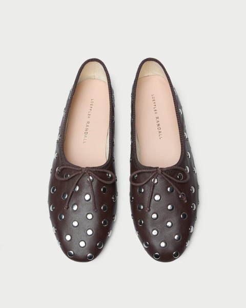 landon espressosilver leather ballet flat 1