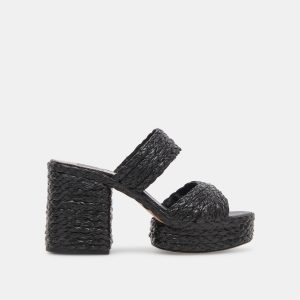 latoya heels black raffia 1