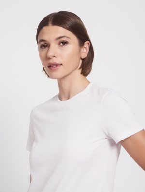lightweight cotton fitted t shirt in white 1