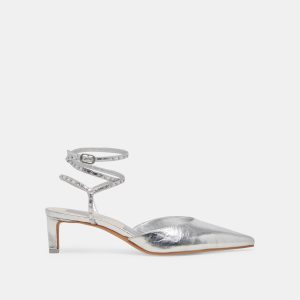 loklyn stud heels silver crinkle patent 1