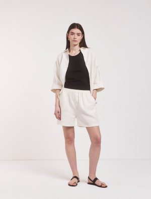 louella linen shorts in off white 1