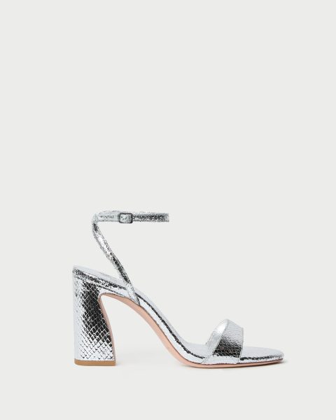 malia silver snake embossed sandal 1
