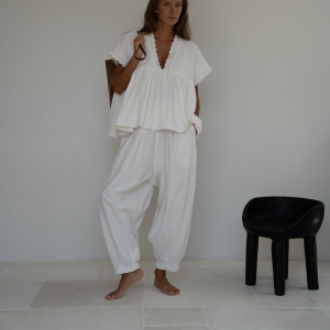 marlo pleat white ramie pant 1