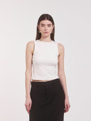maya cropped tank in chalk white 1