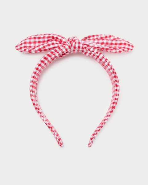 meadow red gingham knot headband 1