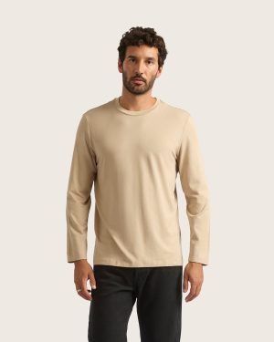 mens classic long sleeve t shirt stone 1
