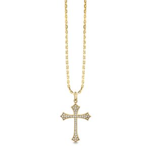mens collection gold diamond gothic cross necklace 1