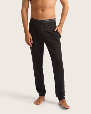mens cuffed sleep pants black 1