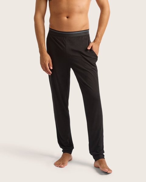 mens cuffed sleep pants black 1