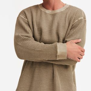 mens organic waffle crew 1