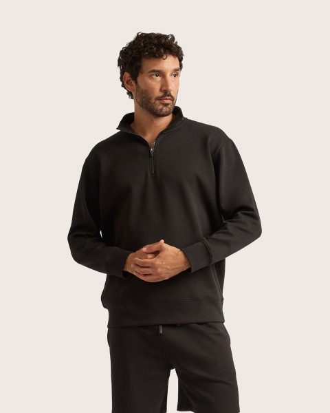 mens quarter zip sweater black 1