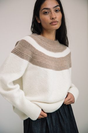 minako lambswool jumper in oatmeal and ecru 1