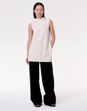 mock neck sleeveless sweater off white 1