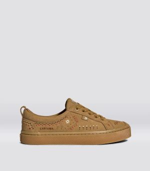 oca suede embroidered all camel 1