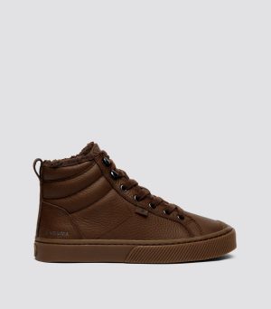 oca therma high hooks pebbled leather brown boot 1