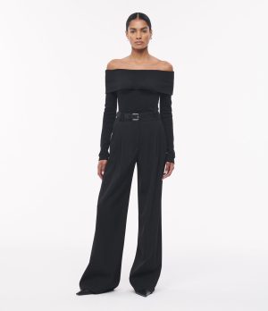 off the shoulder jersey top black 1
