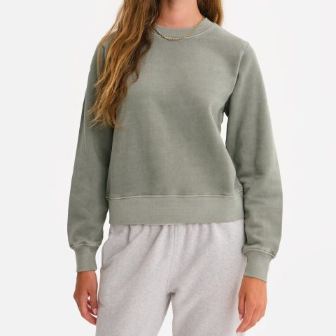 organic fleece shrunken crew neck sweatshirt 1