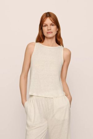 organic linen knit boat neck crop tank 1