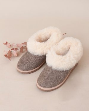pantufas sheepskin herringbone slippers 1