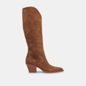 raj wide calf boots brown suede 1