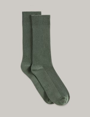 ribbed crew socks moss 1