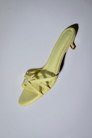 romy butter yellow reptile strappy kitten mules 40 mm 1