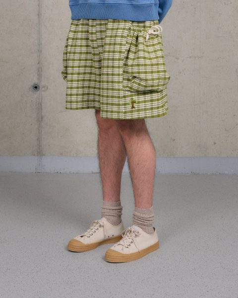 salt shorts moss check handloom 1