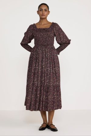 shirred bodice dress floral 1