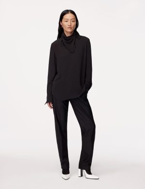 silk detachable bandana blouse black 1
