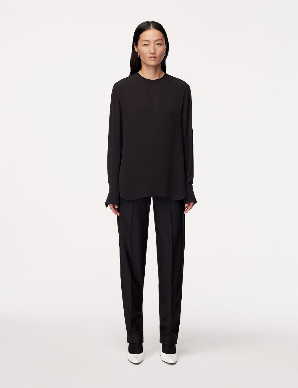 silk detachable bandana blouse black 2