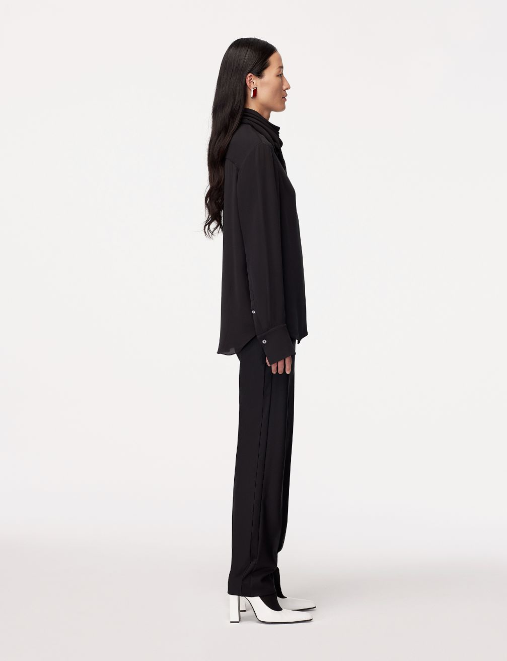 silk detachable bandana blouse black 3